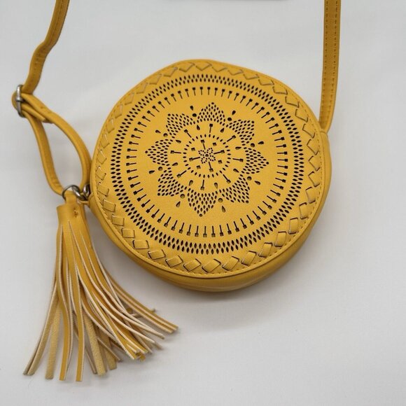 Art Class Medium Yellow Round Bohemian Retro Fun Style Bag Adjustable Crossbody - Picture 2 of 7